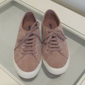 Superga Pink Suede Low Top Lace-up Sneakers, Size USW9.5/USM 8/EU 41